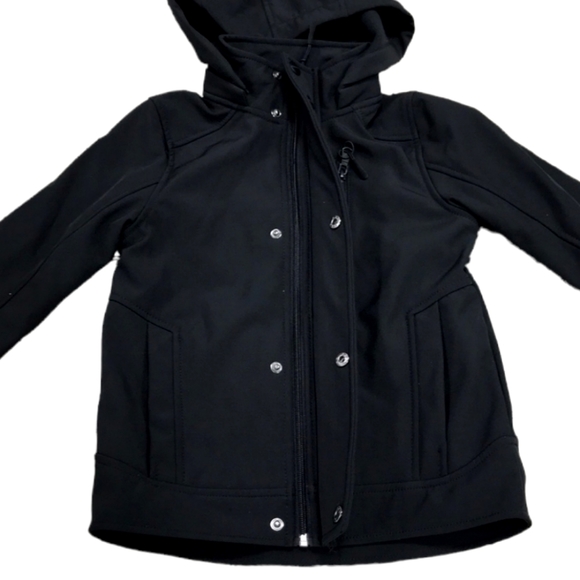 URBAN REPUBLIC Soft Shell Black Jacket, Zip, Removable Hood Kids 5-6 Large - Picture 2 of 3